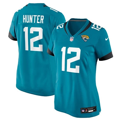 Maillot Nike Travis Hunter Teal Jacksonville Jaguars 2025 NFL Draft First Round Pick Team Game Player pour femme