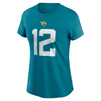 T-shirt Nike Travis Hunter Teal Jacksonville Jaguars pour femme avec nom et numéro