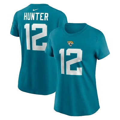 T-shirt Nike Travis Hunter Teal Jacksonville Jaguars pour femme avec nom et numéro