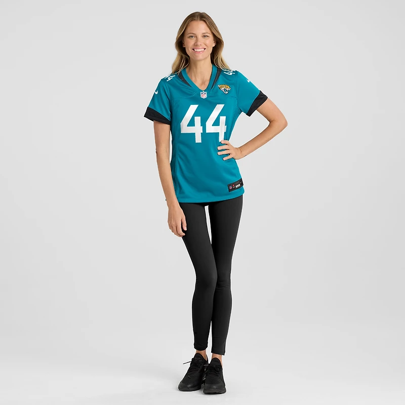 Maillot de joueur Nike Travon Walker des Jacksonville Jaguars pour femme, bleu sarcelle