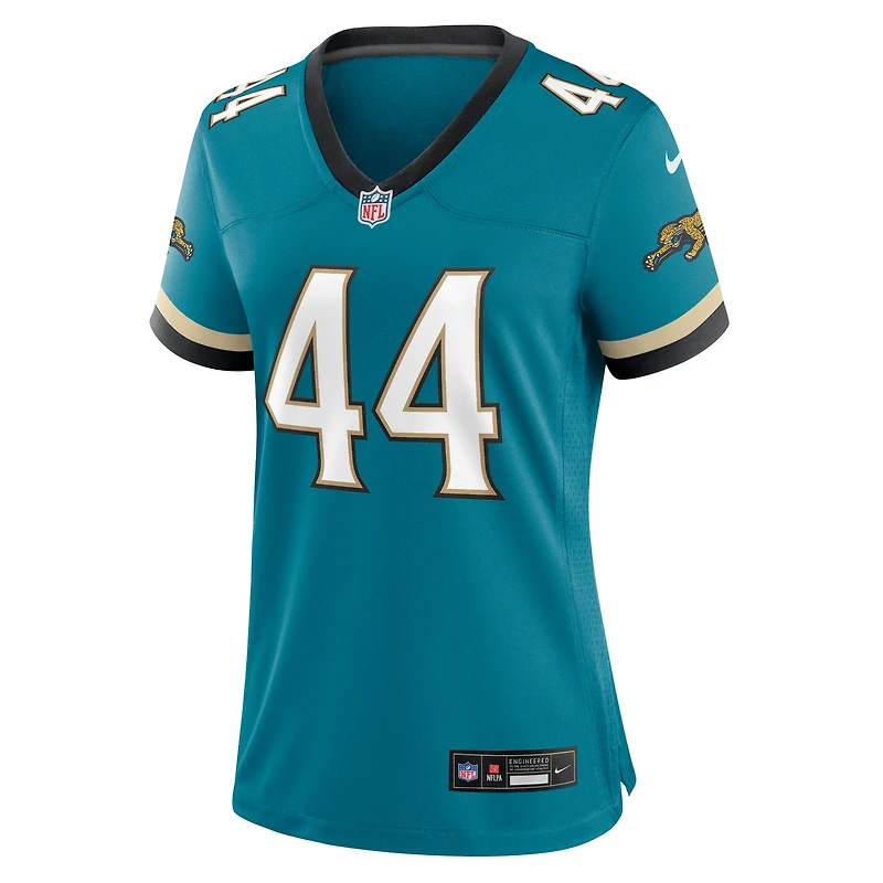 Maillot Nike Travon Walker pour femme, bleu sarcelle, Jacksonville Jaguars Prowler Throwback Game