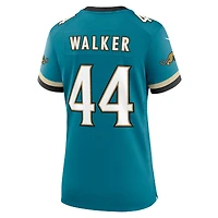 Maillot Nike Travon Walker pour femme, bleu sarcelle, Jacksonville Jaguars Prowler Throwback Game