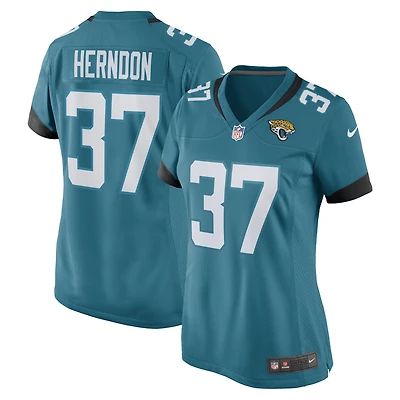 Maillot de match Nike Tre Herndon des Jacksonville Jaguars pour femme, bleu sarcelle