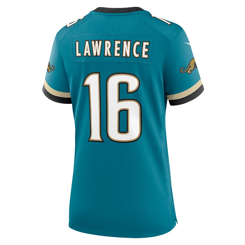 Maillot Nike Trevor Lawrence pour femme, bleu sarcelle, Jacksonville Jaguars Prowler Throwback Game