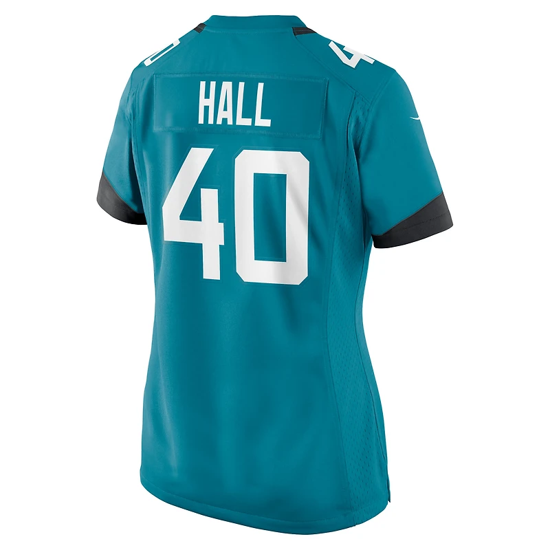 Maillot de match Nike Tyler Hall Teal Jacksonville Jaguars Team Game pour femme