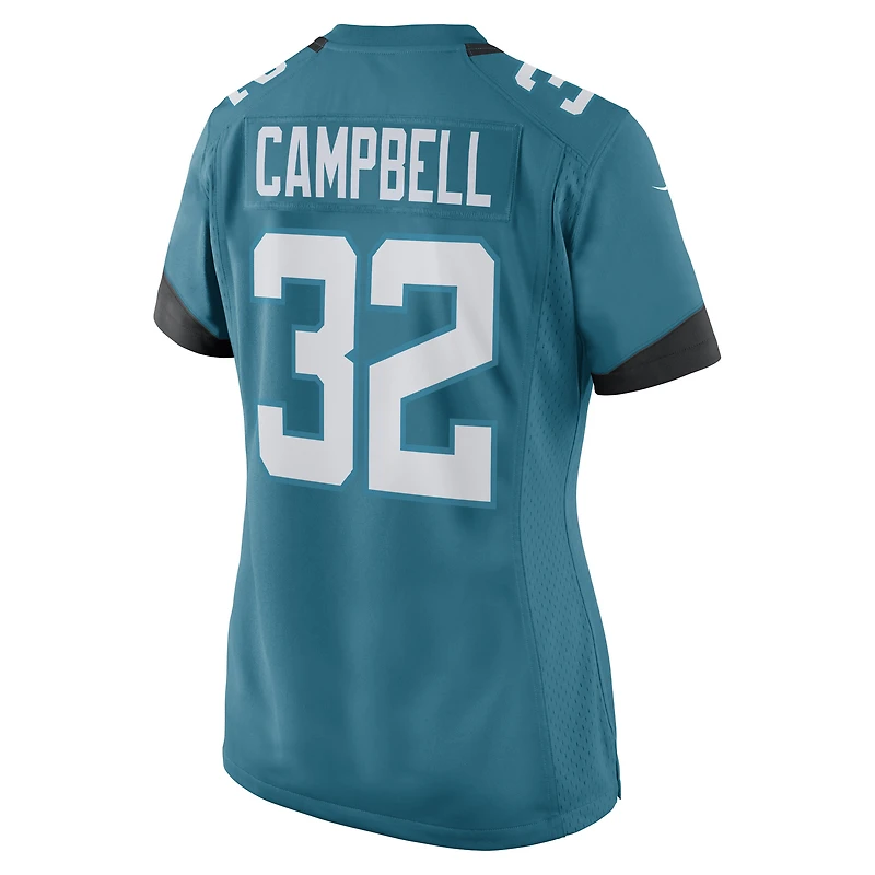 Maillot de match Nike Tyson Campbell des Jacksonville Jaguars pour femme, bleu sarcelle
