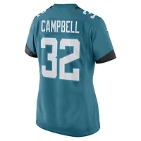 Maillot de match Nike Tyson Campbell des Jacksonville Jaguars pour femme, bleu sarcelle
