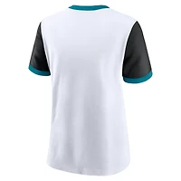 Women's Nike White/Black Jacksonville Jaguars Rewind Ringer T-Shirt