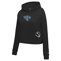 Women's Pro Standard Black Jacksonville Jaguars Jeweled Cropped Pullover Hoodie