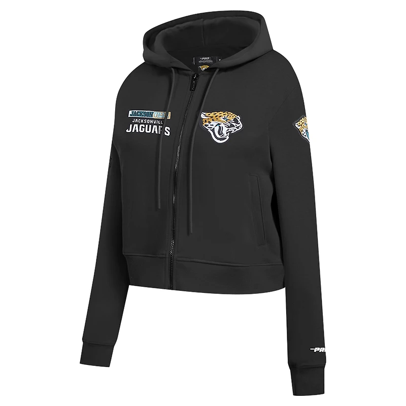 Sweat à capuche zippé avec logo fendu Pro Standard pour femme, noir, des Jaguars de Jacksonville