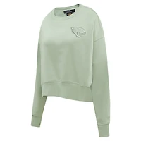 Women's Pro Standard  Light Green Jacksonville Jaguars Oversized Cropped Neutral Pullover Sweatshirt