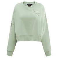 Women's Pro Standard  Light Green Jacksonville Jaguars Oversized Cropped Neutral Pullover Sweatshirt