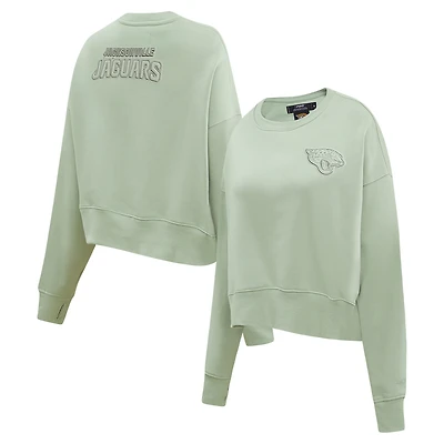 Women's Pro Standard  Light Green Jacksonville Jaguars Oversized Cropped Neutral Pullover Sweatshirt