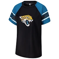 Haut raglan à blocs de couleurs Starter noir pour femmes des Jacksonville Jaguars 1st Rounder