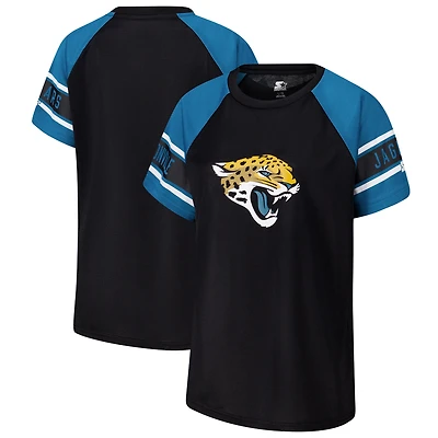 Haut raglan à blocs de couleurs Starter noir pour femmes des Jacksonville Jaguars 1st Rounder