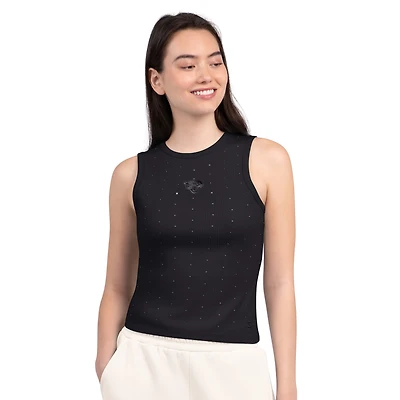 Débardeur côtelé Starter noir pour femme, orné de strass, motif Jaguars Jacksonville