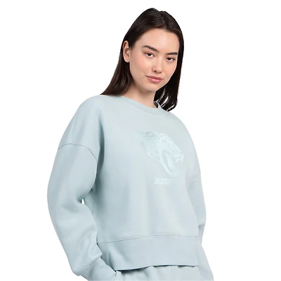 Women's Starter Mint Jacksonville Jaguars Travel Pastels Boxy Fleece Sweatshirt