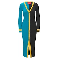 Robe pull boutonnée en tricot STAUD pour femmes, bleu sarcelle/noir, Jacksonville Jaguars Shoko