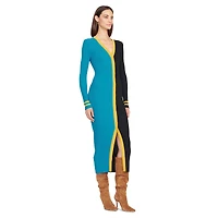 Robe pull boutonnée en tricot STAUD pour femmes, bleu sarcelle/noir, Jacksonville Jaguars Shoko