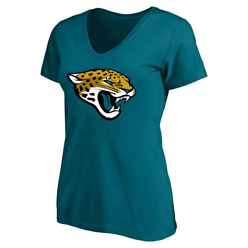 T-shirt à col rond pour femme Trevor Lawrence Teal Jacksonville Jaguars avec nom et numéro Fair Catch, grande taille