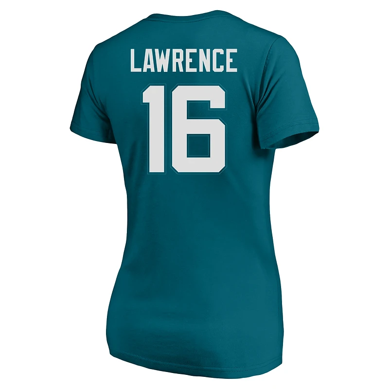 Women's Trevor Lawrence Teal Jacksonville Jaguars Plus Fair Catch Name & Number Scoop Neck T-Shirt