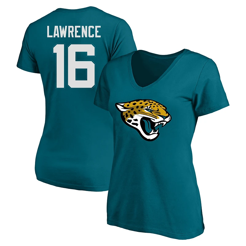 Women's Trevor Lawrence Teal Jacksonville Jaguars Plus Fair Catch Name & Number Scoop Neck T-Shirt