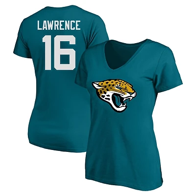 Women's Trevor Lawrence Teal Jacksonville Jaguars Plus Fair Catch Name & Number Scoop Neck T-Shirt