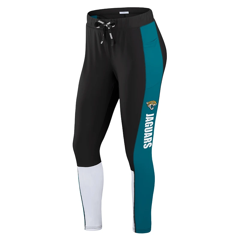 Women's WEAR by Erin Andrews Black/Teal Jacksonville Jaguars Color-Block Leggings