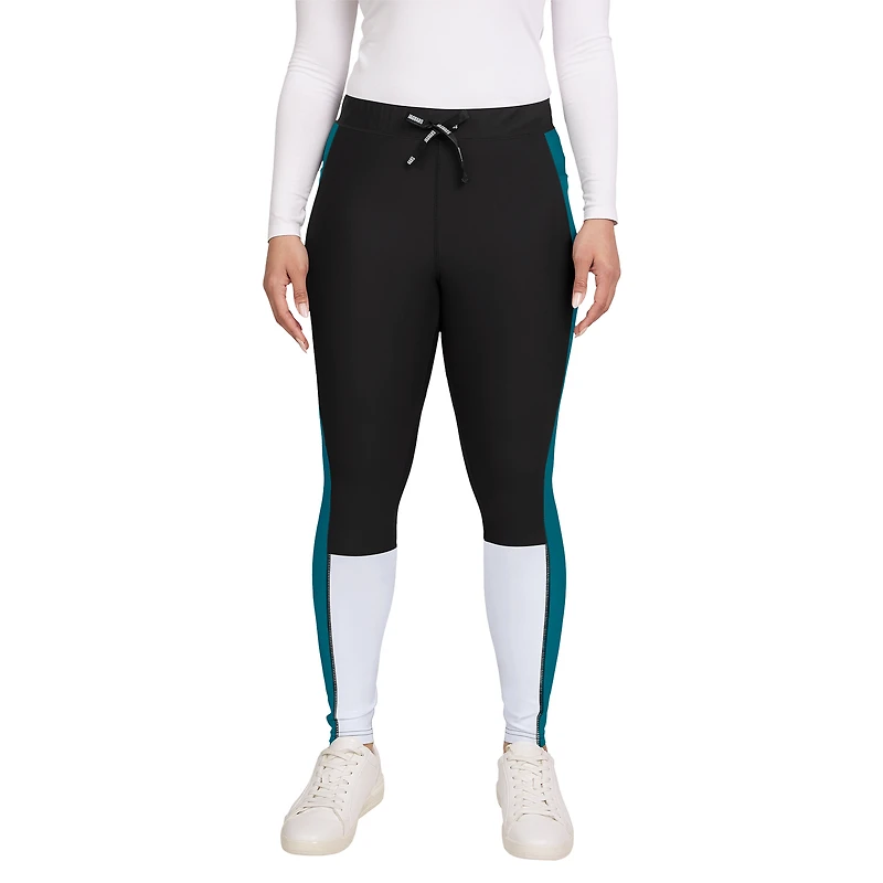 Women's WEAR by Erin Andrews Black/Teal Jacksonville Jaguars Color-Block Leggings
