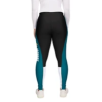 Women's WEAR by Erin Andrews Black/Teal Jacksonville Jaguars Color-Block Leggings