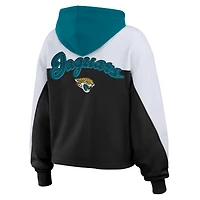 Women's WEAR by Erin Andrews Black/White Jacksonville Jaguars Color Block Full-Zip Hoodie