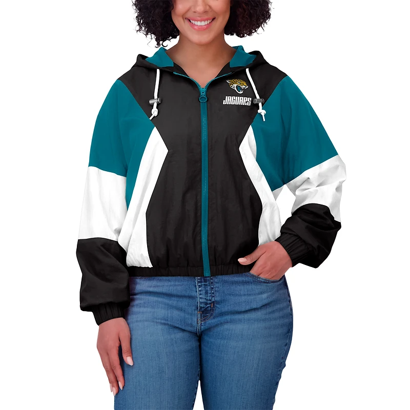 Veste coupe-vent zippée intégrale à blocs de couleurs noire Jacksonville Jaguars WEAR by Erin Andrews pour femme