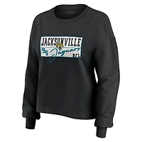Women's WEAR by Erin Andrews Black Jacksonville Jaguars Heavy Rugby Jersey Long Sleeve T-Shirt & Shorts Lounge Set