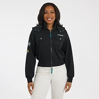 Women's WEAR by Erin Andrews  Black Jacksonville Jaguars Patch Pocket Cropped Full-Zip Bomber Jacket
