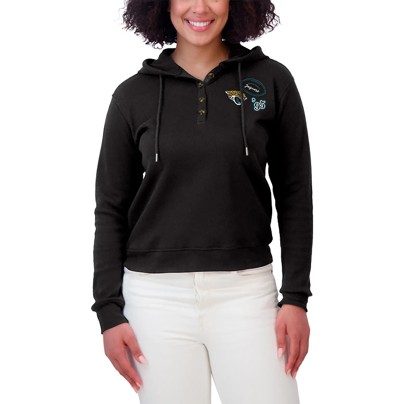 Women's WEAR by Erin Andrews  Black Jacksonville Jaguars Plus Waffle Hoodie Pullover Top