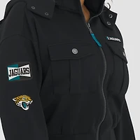 Women's WEAR by Erin Andrews  Black Jacksonville Jaguars Tri-Blend Patch Pocket Cropped Full-Zip Bomber Hoodie Jacket