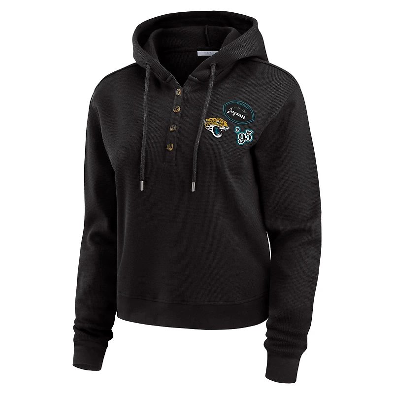 Women's WEAR by Erin Andrews  Black Jacksonville Jaguars Waffle Hoodie Pullover Top