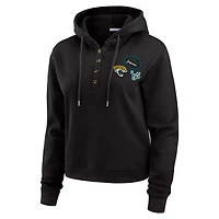 Women's WEAR by Erin Andrews  Black Jacksonville Jaguars Waffle Hoodie Pullover Top