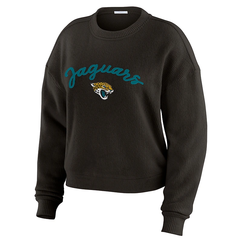 Women's WEAR by Erin Andrews  Cream Jacksonville Jaguars Plus Knitted Tri-Blend Long Sleeve T-Shirt & Pants Lounge Set
