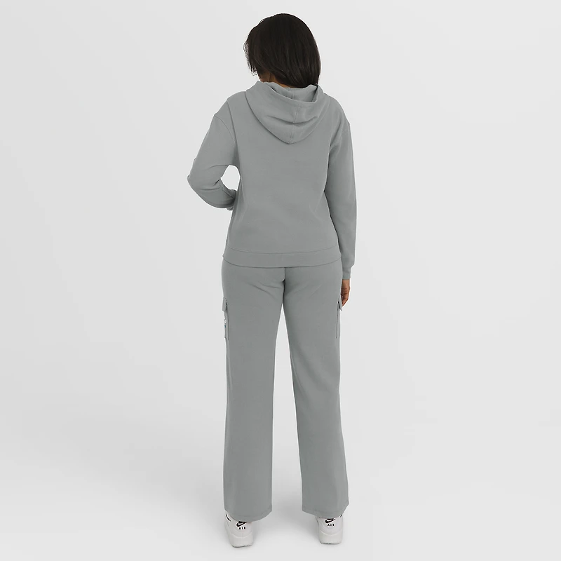 Women's WEAR by Erin Andrews Gray Jacksonville Jaguars Waffle-Knit Long Sleeve Hooded Shirt & Pants Lounge Set