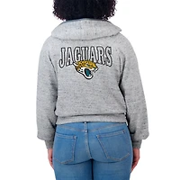Sweat à capuche court zippé en polaire mouchetée gris chiné Jacksonville Jaguars pour femme par Erin Andrews