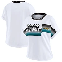 Women's WEAR by Erin Andrews White Jacksonville Jaguars Cropped Center Stripe Dolman T-Shirt