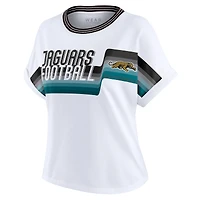 Women's WEAR by Erin Andrews White Jacksonville Jaguars Cropped Center Stripe Dolman T-Shirt