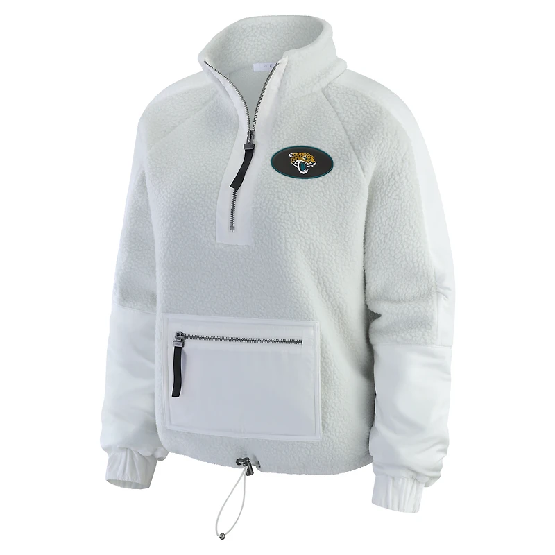 Women's WEAR by Erin Andrews White Jacksonville Jaguars Polar Fleece Half-Zip Jacket