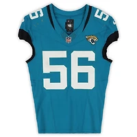 Maillot Nike turquoise n° 56 porté par Yasir Abdullah (Jaguars de Jacksonville) lors du match contre les Chargers de Los Angeles le 16 novembre 2025