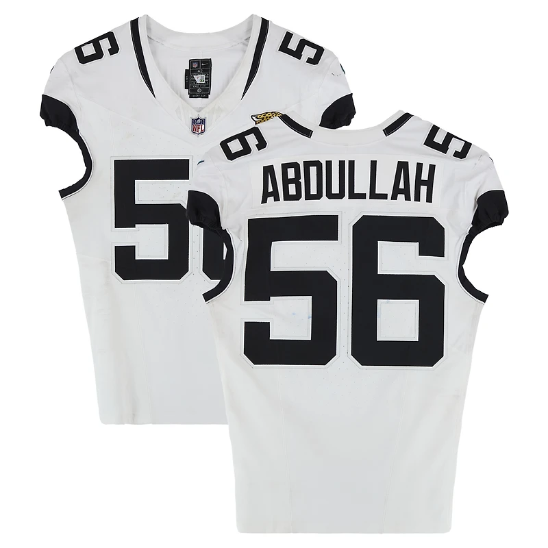 Yasir Abdullah Jacksonville Jaguars Game-Used #56 White Nike Jersey vs. Indianapolis Colts on December 28, 2025