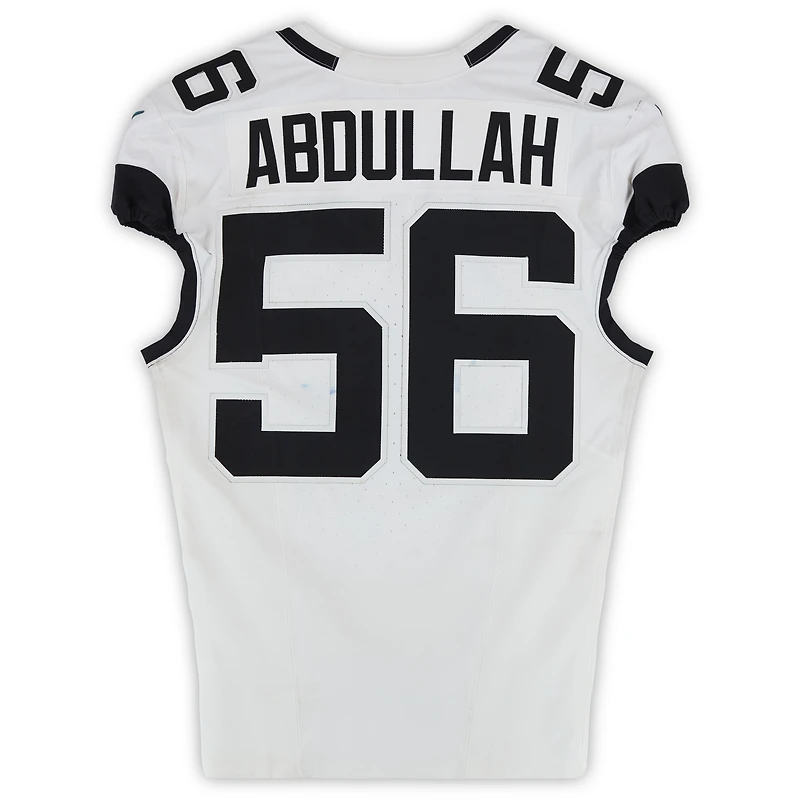 Yasir Abdullah Jacksonville Jaguars Game-Used #56 White Nike Jersey vs. Indianapolis Colts on December 28, 2025
