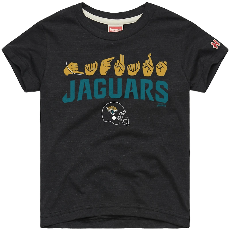 T-shirt tri-blend charbon hommage jeunesse Jacksonville Jaguars Love Sign x ASL 2.0
