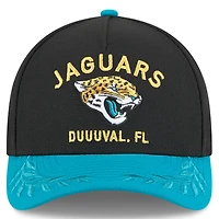 Casquette ajustable New Era 9FORTY A-Frame M-Crown noire/bleu sarcelle pour jeunes des Jaguars de Jacksonville, draft NFL 2025