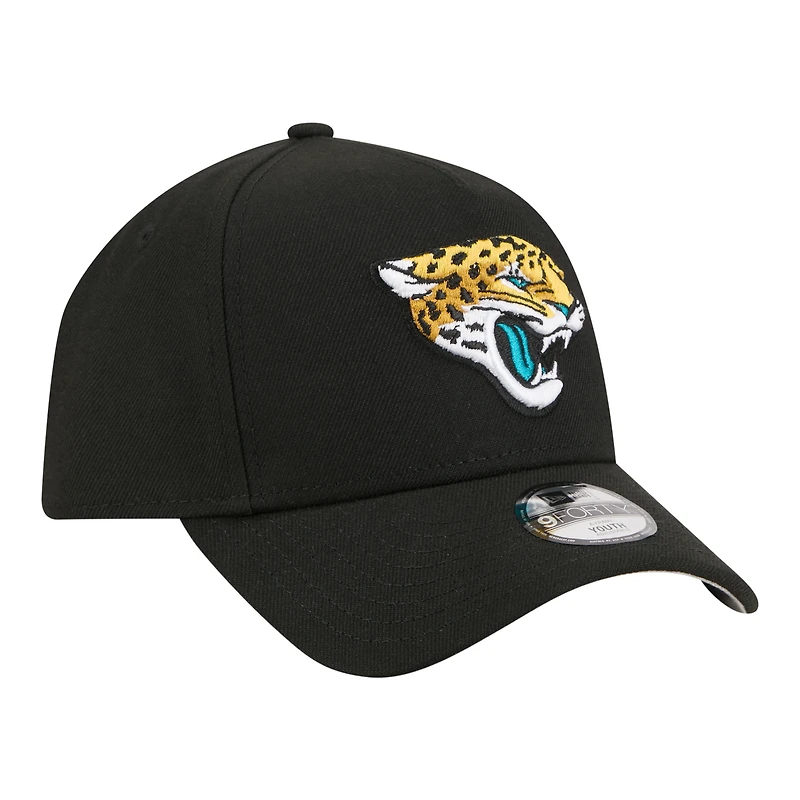 Casquette ajustable New Era 9FORTY A-Frame noire pour jeunes des Jaguars de Jacksonville